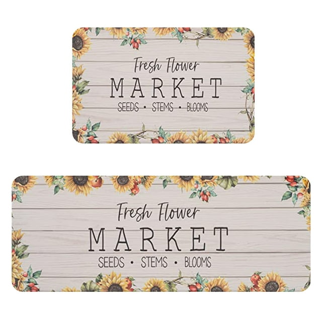 Tapis Extérieur Tyeign Cuisine (2 Pcs) Tapis de Cuisine Lavable Coussin Confortable Ensemble de Tapis de Cuisine Tapis de Chambre Tapis de Porte Extérieur Tapis de Bienvenue