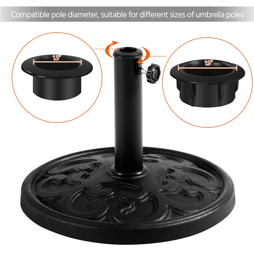 Alden Design 22lbs Metal Patio Market Umbrella Base for Outdoors, Black