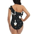 thumbnail image 6 of Yiaed Fashionable Goose Print Women One Piece Swimsuits Tummy Control One Shoulder Bathing Suits Pattern Ruffle Swimwear-X-Large, 6 of 8