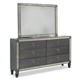 Furniture of America Penny Wood 7 Drawer Dresser with Mirror Gray Walmart