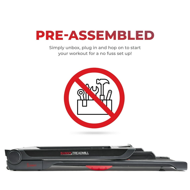 Sunny Health Fitness Strider Treadmill w 20 Wide LoPro Deck Free SunnyFit App Membership SF T7718SMART