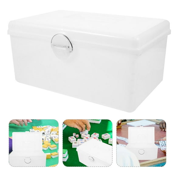 WHAMVOX 1Set Mahjongg Bag Rectangular White Plastic For Tiles Dustproof And