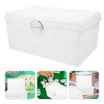WHAMVOX 1Set Mahjongg Bag Rectangular White Plastic For Tiles Dustproof And