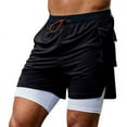 thumbnail image 6 of DDAPJ pyju Mens Quick Dry Athletic Shorts with Compression Liner Swim Trunks 2 in 1 Workout Shorts with Cargo Pockets Black M, 6 of 7