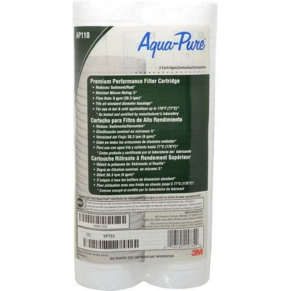 2 Pack 3M Aqua-Pure 56204-04 Water Filter Cartridge, 5 µ, Reduces Dirt & Rust