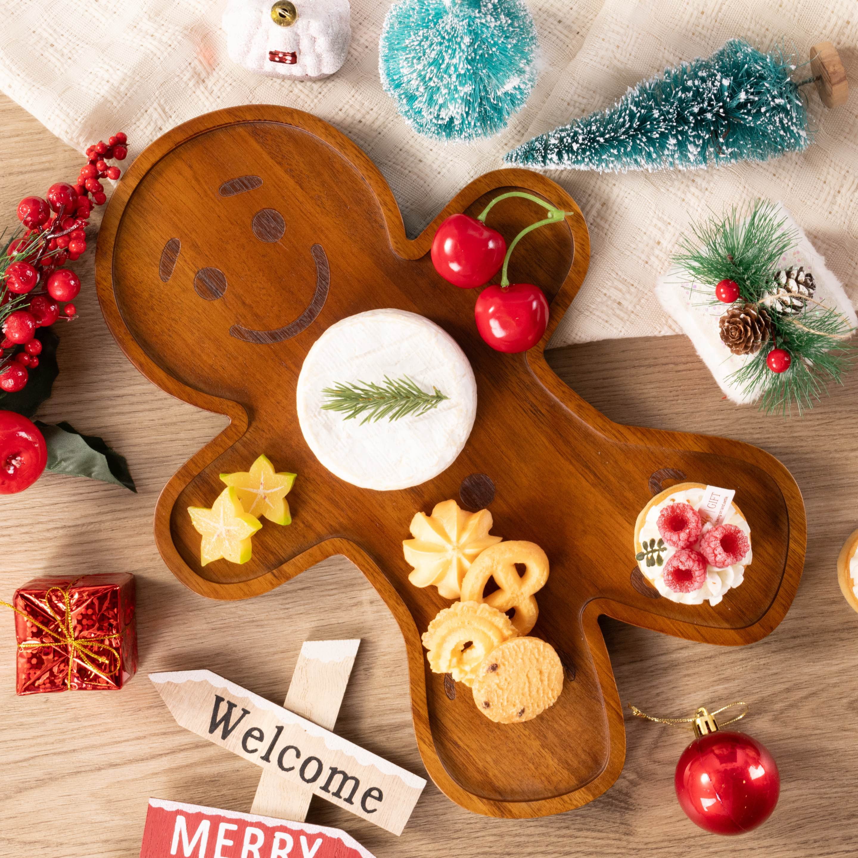 Holiday Time Acacia Wood Gingerbread Man Board, 14 x 9.84 x 0.78 in, Kitchen Serving Board