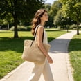 thumbnail image 4 of Virelaxpo Rope Woven Beach Tote Bag Large Capacity Casual Shoulder Bag for Beach, Shopping, Daily Commute and Travel - Plastic Material, 4 of 6