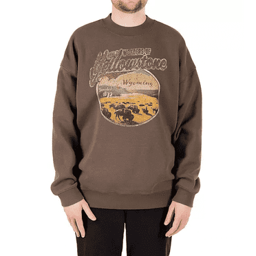 State of Mine Men's Destination Fleece Crewneck Sweatshirt (Yellowstone, L)