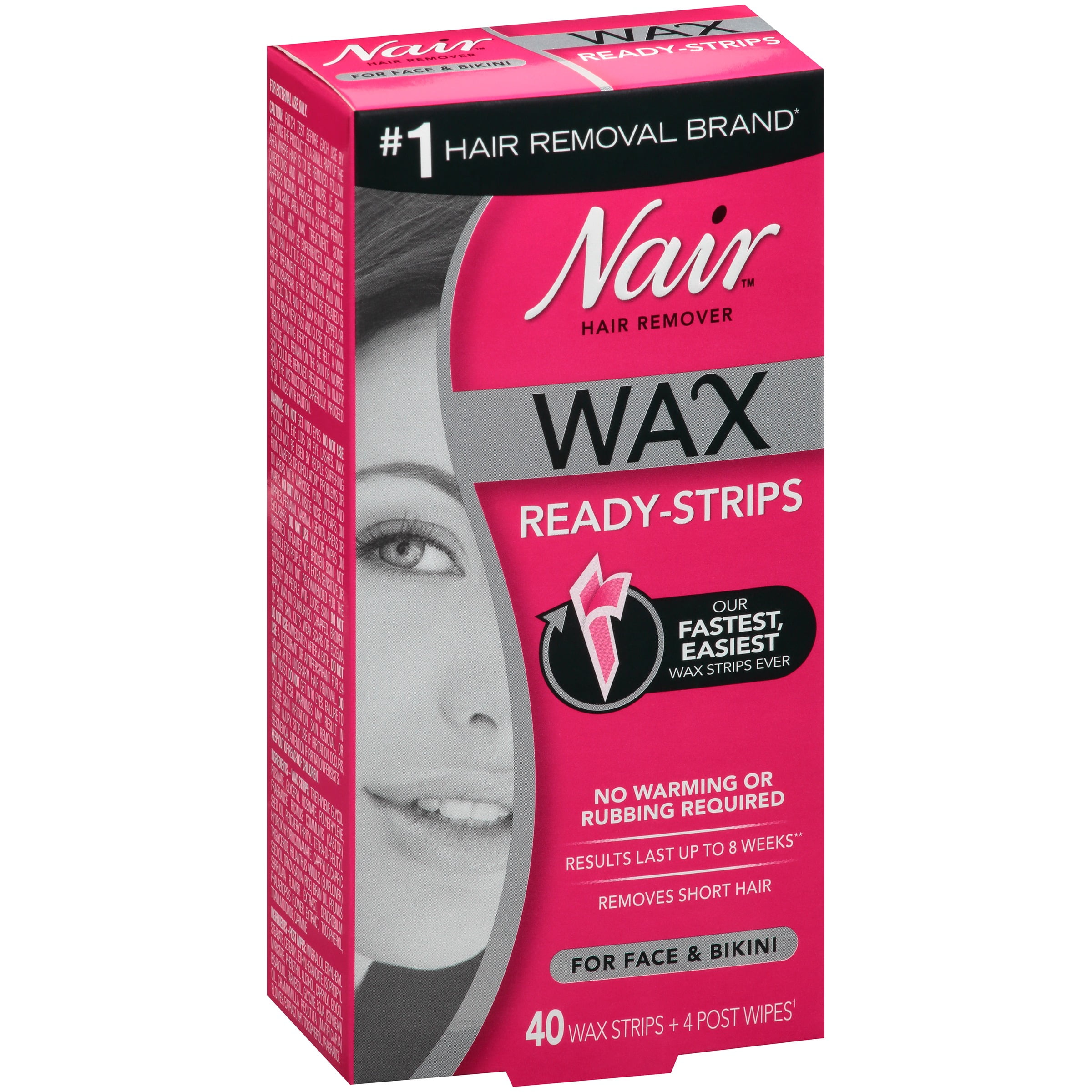 Nair™ Wax Ready-Strips Hair Remover for Face &amp; Bikini 40 ...