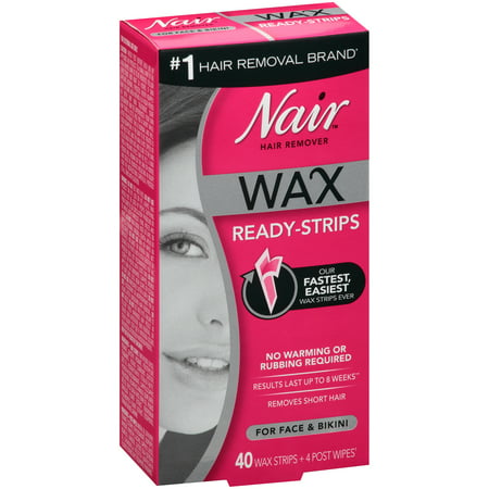 Nair Hair Remover Wax Ready-Strips for Face & Bikini, 40 (Best Facial Hair Removal Wax Strips)