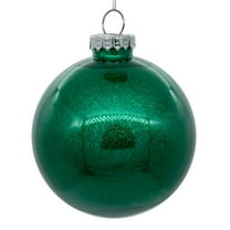Vickerman 6" Clear Ball Christmas Ornament with Seafoam Glitter Interior, 4 Pieces per bag