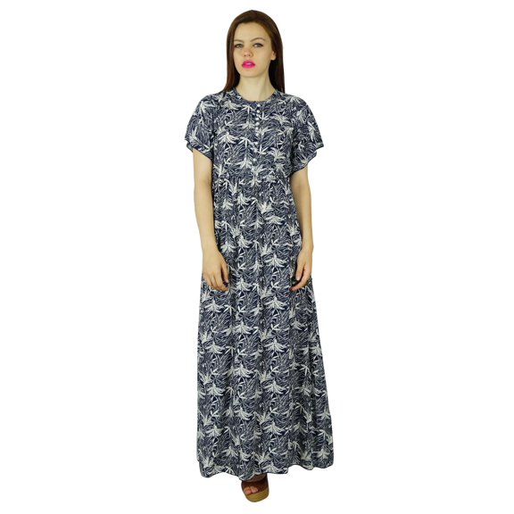 Bimba Women Long Maxi Dress Frilled Sleeve Rayon Gown Classic Summer Clothing