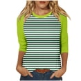 thumbnail image 1 of WEAIXIMIUNG T-Shirt Décontracté à Rayures Manches 3/4 pour Femmes, Col Rond, Confortable, pour Usage Quotidien, 1 of 5