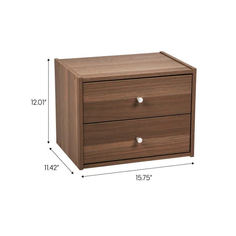 Iris Modular Wood Storage Organizer Cube Box with Adjustable Shelves, Dark Brown