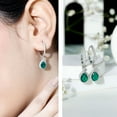 thumbnail image 4 of Rosec Jewels Pear Shape Created Emerald Drop Earrings with Moissanite for Women - AAAA Grade, 14K White Gold, 4 of 7
