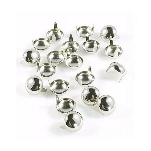 Nailheads Spots Studs 2 Prong 13MM (1/2") Round; Steel with Nickel Finish; 100 Pcs