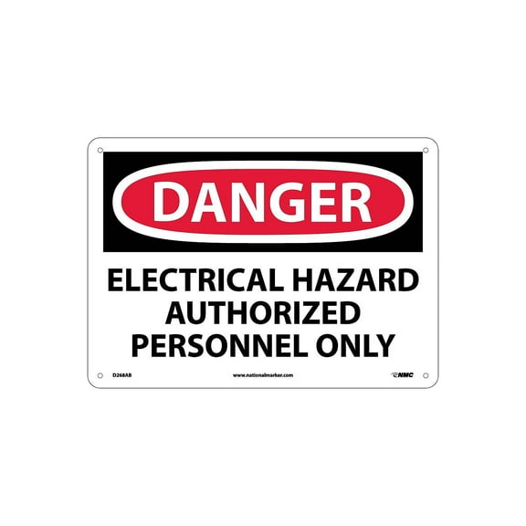 National Marker Electrical Hazard Authorized Personnel Only 10X14 .040 Aluminum Danger Sign D268AB
