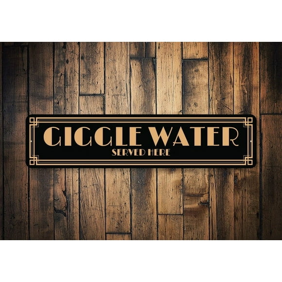Giggle Water Sign Giggle Water Served Served Here Sign Funny Bar Decor Bar Sign Home Bar Decor Bar Wall Decorations Size: 4 x 16 Inch
