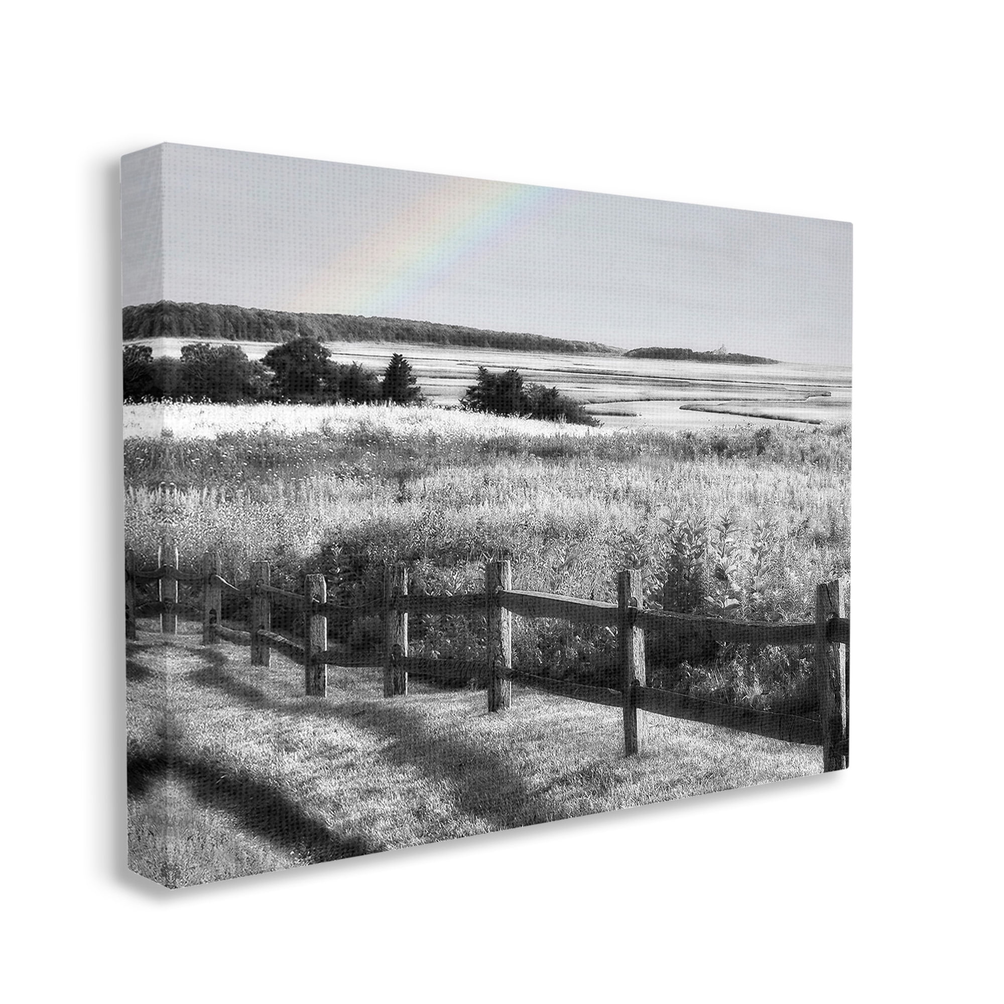 Stupell Industries Rainbow Over Countryside Landscape Photography Gallery Wrapped Canvas Art Print Wall Art, 48 x 36