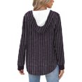 thumbnail image 3 of YYDGH Women's Hoodies Sweatshirts Striped Henley V Neck Button Hooded Pullover Tops Casual Lightweight Drawstring Long Sleeve Shirts Black S, 3 of 5
