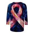 thumbnail image 5 of DDAPJ pyju Pink Ribbon Shirts for Women Breast Cancer Awareness T-Shirt Inspirational Breast Cancer 3/4 Sleeve Blouse Tops Liquidaciones de hoy Navy S, 5 of 6