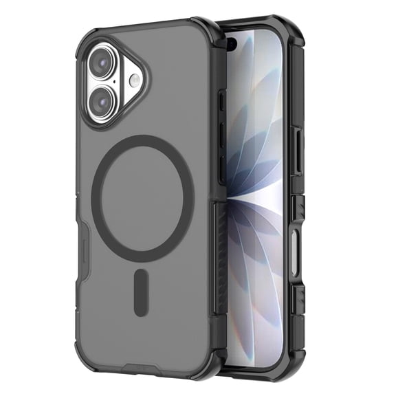 Translucent Magnetic Case for iPhone 17, Compatible with MagSafe, Slim Shockproof Protective Cover, Anti-Slip Grip, Anti-Scratch Lightweight Matte Phone Case for Women Men, Black
