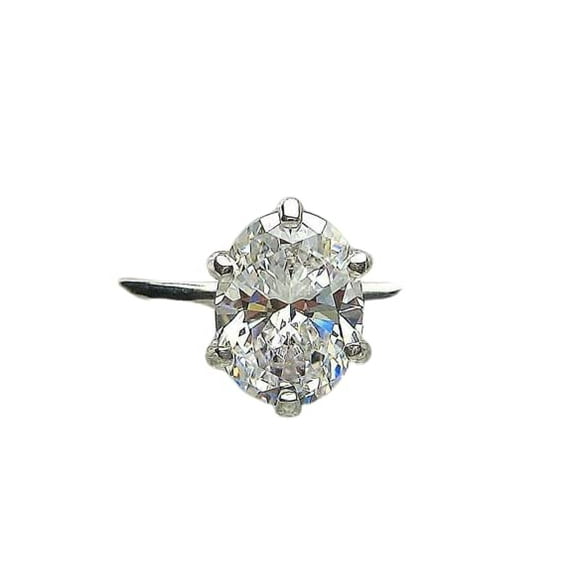 HeartsAndYou 6 Prong Solitaire Engagement Ring for Women 1.5ct Oval Cut Moissanite 18k White Gold Over Silver