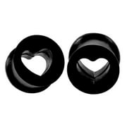 2 Colorful Silicone Ear Gauges Double Flared Tunnels Piercing Set 12mm,Black