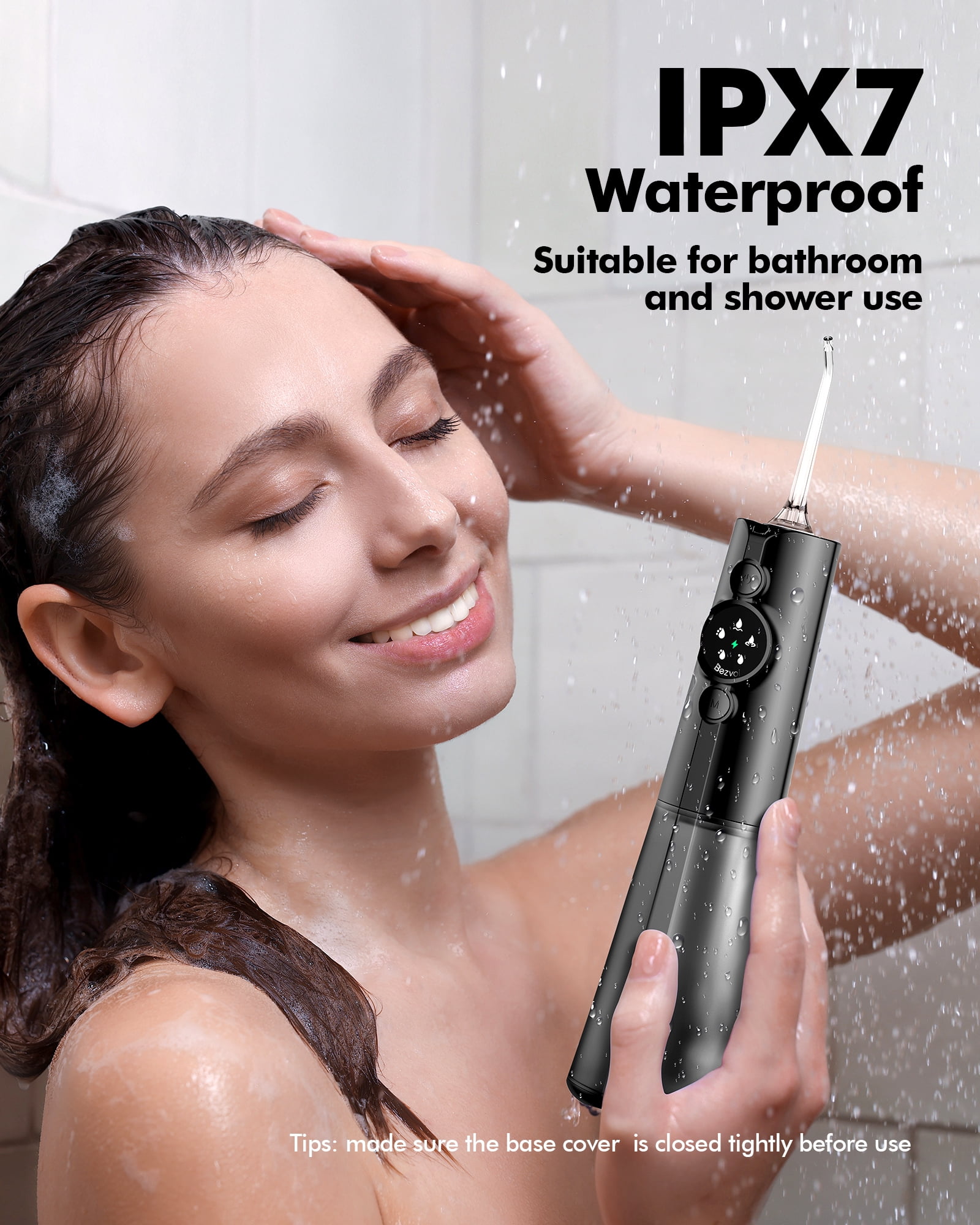 Water Dental Flosser for Teeth Cordless: Professional Oral Irrigator LED Display 5 Modes, 300ML Water Tank, IPX7 Waterproof Electric Tooth Cleaner Picks, Water with 6 Jet Tips for Home Travel