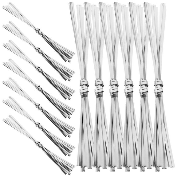 NICEXMAS Multi Function Plated Silver Twist Bag Ties for Candy Bread and Party Packaging