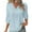 Blue2, variant on Women's Plus Size Lace Trim Blouse, 3/4 Sleeve V Neck Elegant Shirt, Solid Color Puff Sleeve Tops for Work, Casual Wear, Everyday Outfits and Special Occasions JN L