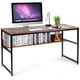 thumbnail image 1 of Costway Escritorio de Ordenador con Estructura de Metal, Mesa de Estudio con Estante de Almacenamiento y Patas Ajustables, Escritorio de Trabajo para Casa, Oficina, Marrón, 1 of 5