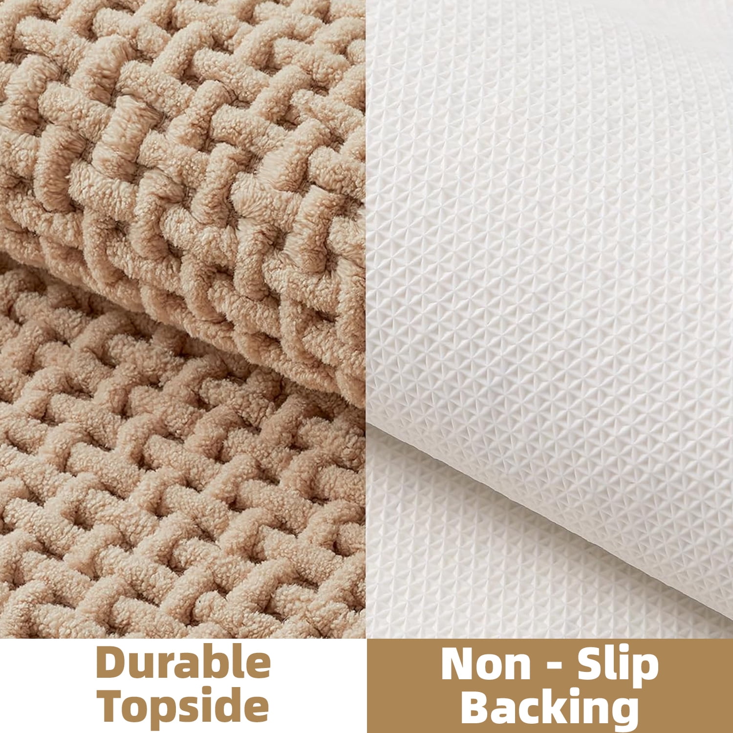 PABUBE Bathroom Rug, Non Slips Bath Mat, Machine Washable Bathroom Mat, Soft Absorbent Bathmat Bath Rug, Bathroom Rug and Mat for Bathroom Floor (24"x 36",Beige)