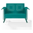 thumbnail image 3 of HomeStock Southwestern Style Outdoor Metal Loveseat Glider 60.5"H x 48.75"W x 28"D with Sturdy Frame, Smooth Gliding Motion, Comfortable Durable Patio Seating-Color:Turquoise Gloss, 3 of 9