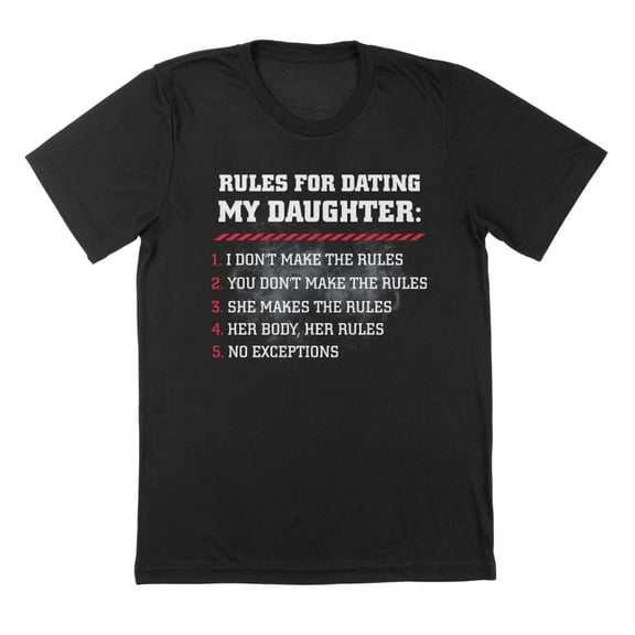 Rules Daughter Humor Graphic Black Mens T-Shirt