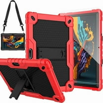 FIEWESEY Case for Pritom M10 /quntiCO Y10 /Digiland DL1036 /Voger priorpad X100 /VUCATIMES N10/Gateway 10.1 HD Tab Case with Stand Rubber Hybrid Come with 9H Tempered Glass Film (Red/Black/1 PC)