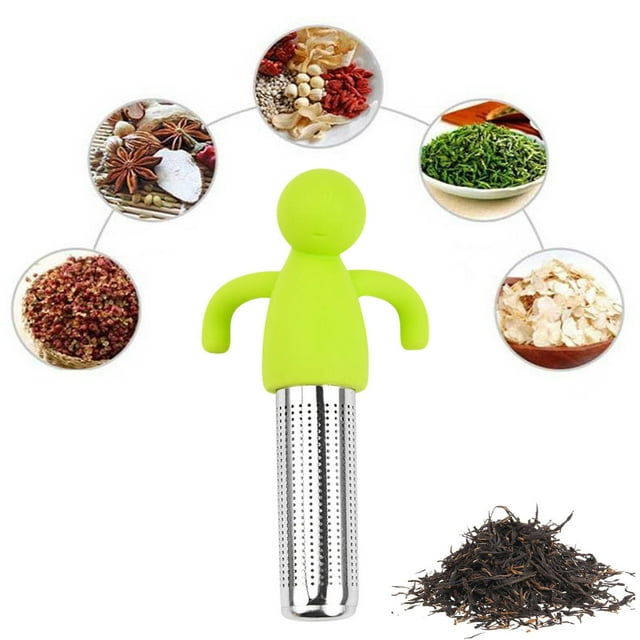 Dvkptbk Silicone Infuser Human Shaped Tea Filter Tea Making Stainless Steel Tea Glass Tea Making Tea Filter Tea Glass Silicone Infuser