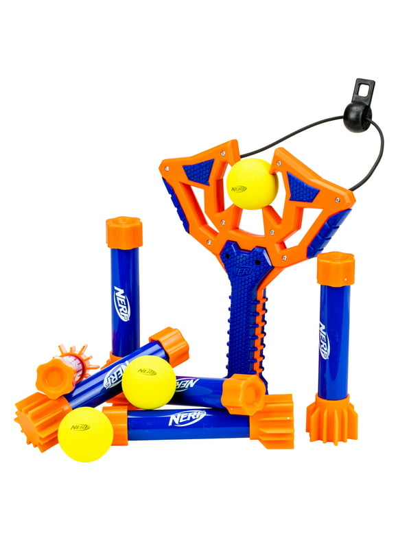NERF Slingshot Challenge - Kids Slingshot Bowling Game Set - Toy Slingshot Target Game for Kids - Foam Ball Slingshot + NERF Balls Included - Fun Kids Toy for Boys + Girls