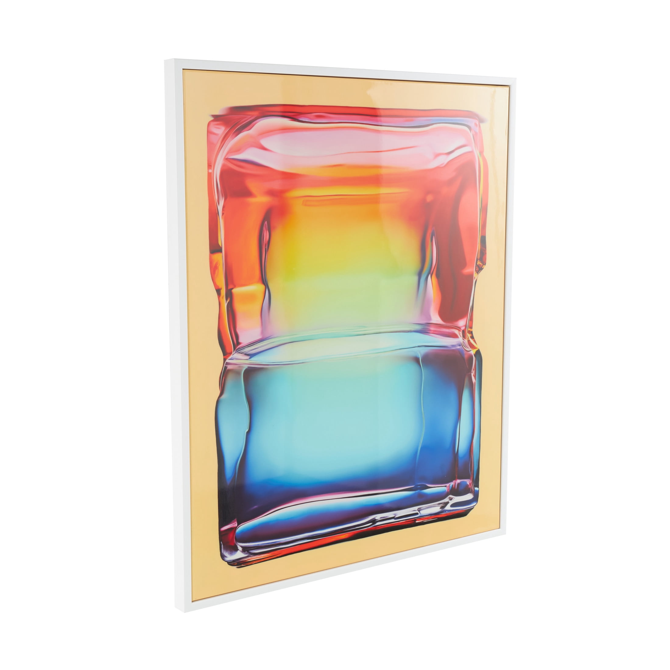 33" x 41" Cube Abstract Framed Wall Art with White Frame, by DecMode