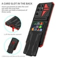 thumbnail image 3 of Feishell for Samsung Galaxy S22 Ultra Wallet Case Credit Card Holder Stand Kickstand Rugged Hard PC + Soft TPU Shockproof Heavy Duty Defender Armor [Military Grade Protection] Grip Phone Case, Red, 3 of 9