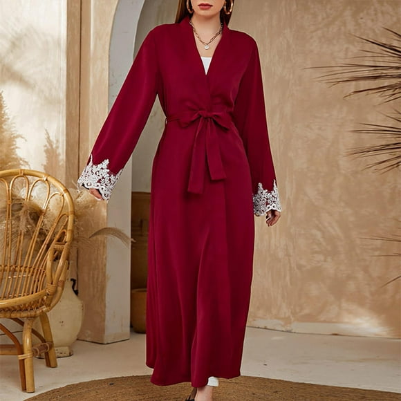 Gift TIMIFIS Women's Silk Robes Lace Robes Bride Bridesmaid Party Satin Bathrobe V Neck Sleepwear Loungewear Dressing Gowns with 3/4 Sleeve - Spring/Summer