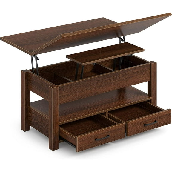 Lift table, multifunctional convertible coffee table with drawers and hidden compartments