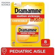 Dramamine Kids Chewable, Motion Sickness Relief, Grape Flavor, 8 Count