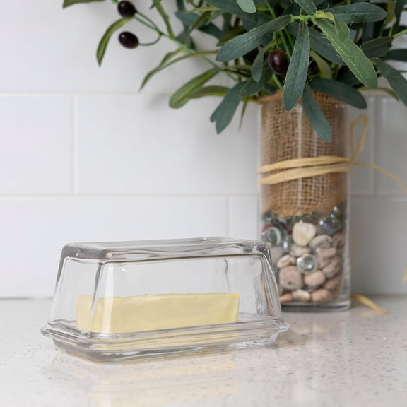 Butter Dish, White Stoneware