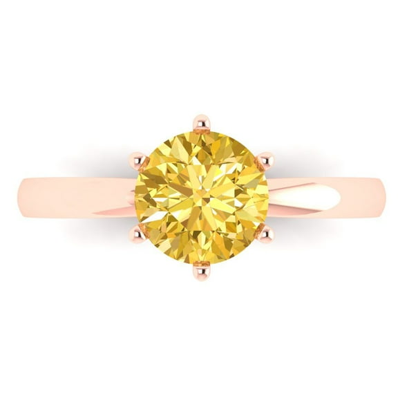 Solitaire Engagement Ring for Women - 1.5ct Natural Citrine in 14K Rose Gold Promise Ring
