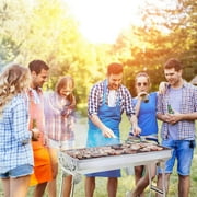 Barbecue Charcoal Grill, Stainless Steel Folding Portable BBQ for Outdoor Cooking, Camping and Picnics, Easy Carry Design, Silver