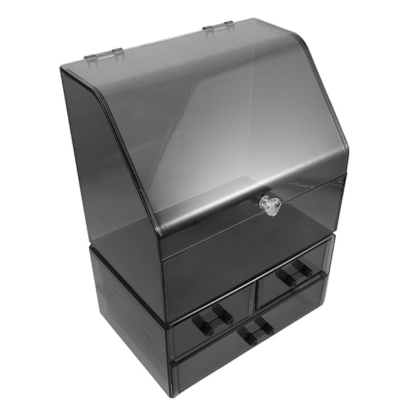 LOLIPPYY Black Cosmetic Display Box with Multi Tier Design for Skincare and Makeup Storage