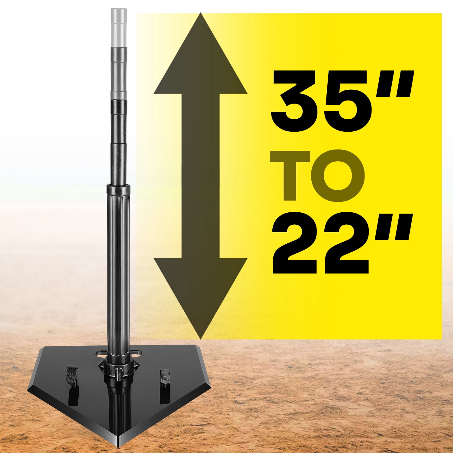 FITPLAY Rubber Baseball Batting Tee, Height Adjustable Portable Baseball Tee for All Ages