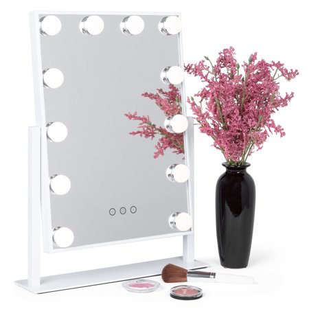 Best Choice Products Smart Touch Lighted Tabletop Hollywood Vanity Mirror Accent Decor w/ 12 LED Lights, Adjustable Color Temperature and Brightness, (Best Products For Flawless Makeup)