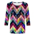 thumbnail image 5 of Ladies' Summer Fashion Casual Colorful Striped Print 3/4 Sleeve Tee Shirt Comfort Fit Top, 5 of 5